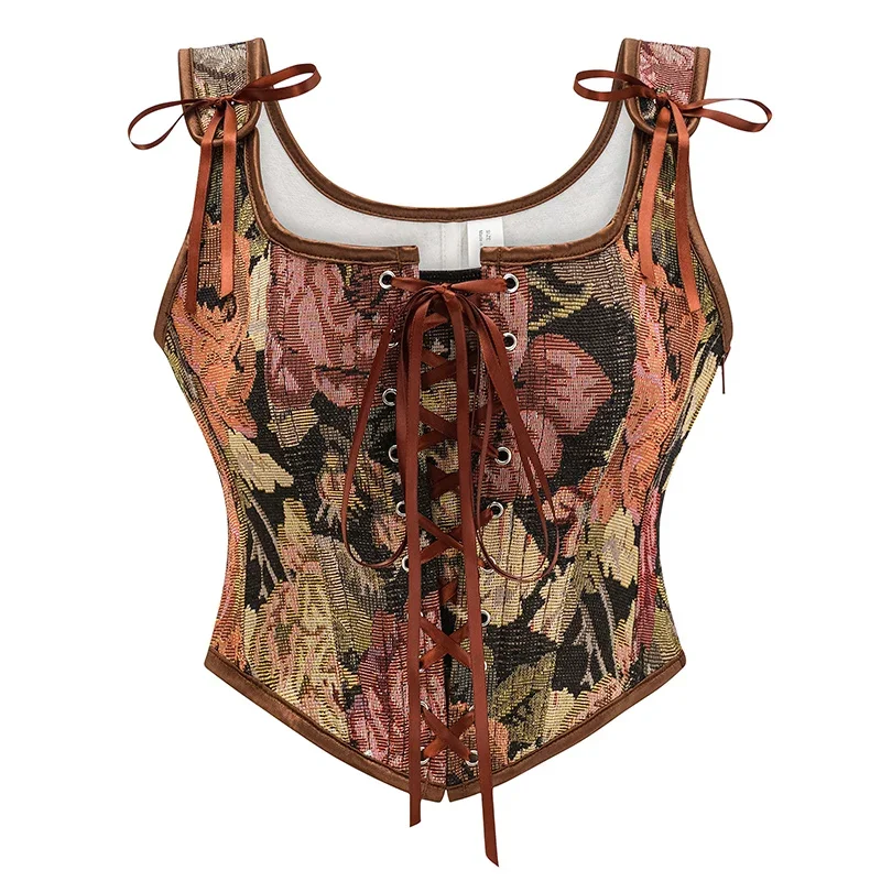 Corset Waist Cinch - Vintage gotik kadınlar korseler Lace Up