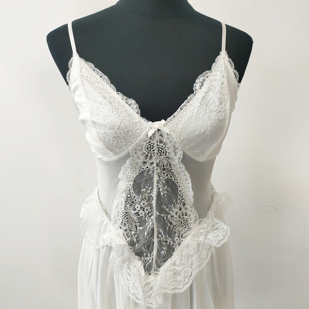 Seksi Beyaz Dantel Çiçekli Gec - Babydoll Chemise Night incelemesi ve fiyatı